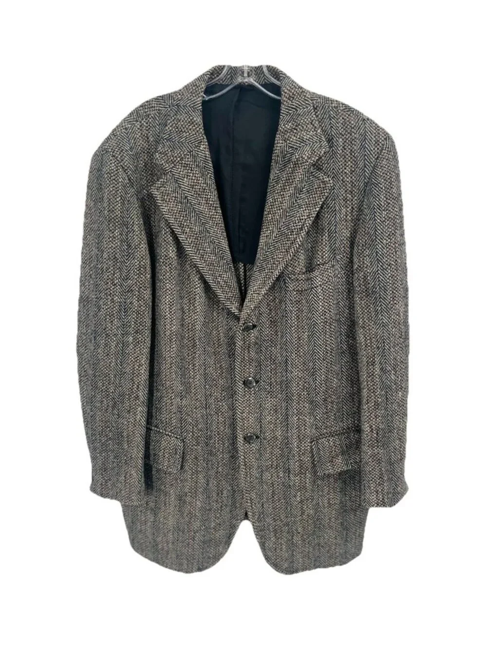 Vtg Harris Tweed Herringbone Wool Blazer Classic Ivy League Old Money Sz XL 46R